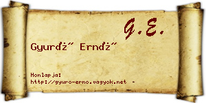 Gyuró Ernő névjegykártya